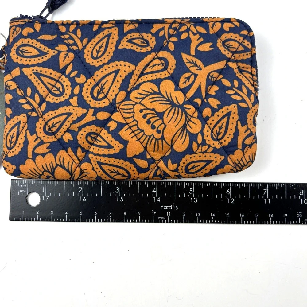 NEW Vera Bradley Wristlet Wallet Womens Small Blue Yellow Floral Paisley Quilt